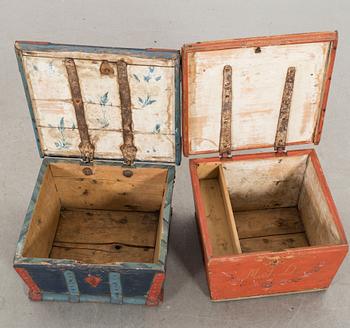A set of three Swedish painted boxes 18/19th century.