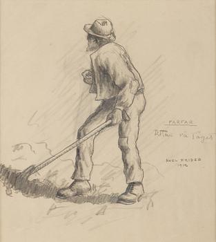 Axel Fridell, pencil drawing, signed and dated 1912.