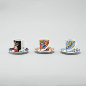 ESPRESSOKOPPAR MED FAT, 12 st espressokoppar, porslin, Rosenthal, 1980/90-tal.