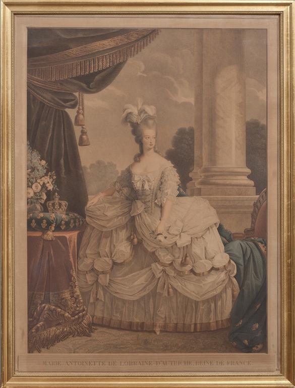 GRAVYRER, ett par, Marie Antoinette och Louis Seize, gravörer Barthélemy Roger och Charles Clément Bervic, omkring 1800.