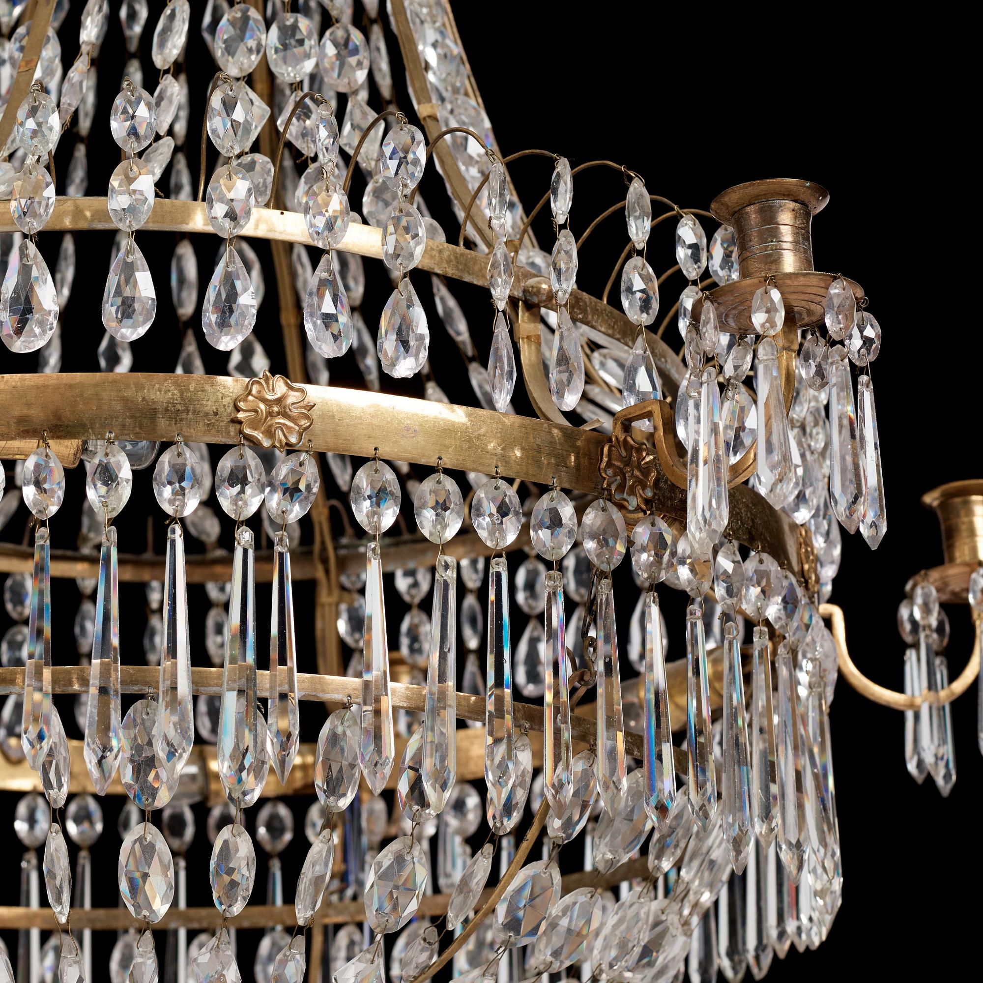 A late Gustavian early 19th Century seven-light chandelier.