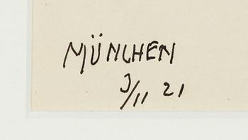 John Jon-And, pencil drawing on paper, signed and dated München 3/11-21.