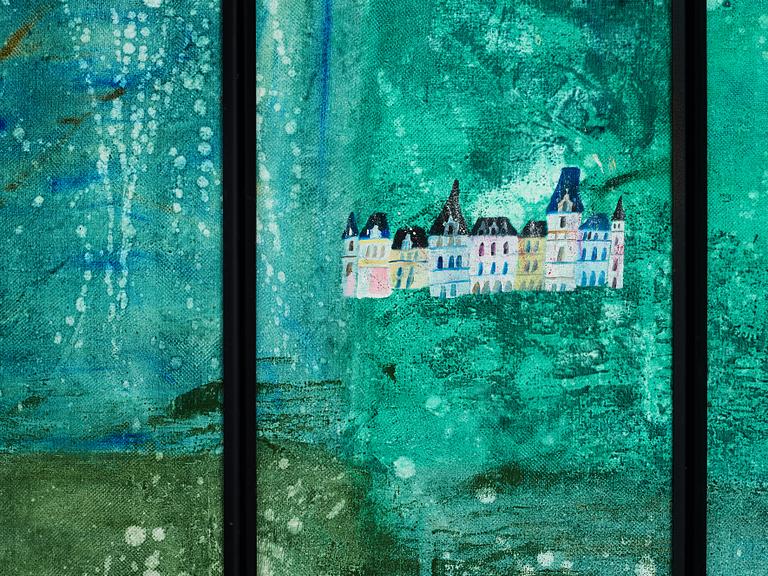 MADELEINE PYK, Olja på duk/pannå, signerad M. Pyk. Utförd 1978.