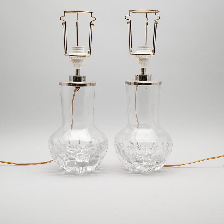BORDSLAMPOR, 1 par, glas, Olle Alberius, Orrefors, 1900-talets andra hälft.
