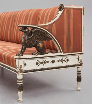 A late Gustavian sofa in the manner of E. Ståhl, late 18th century.