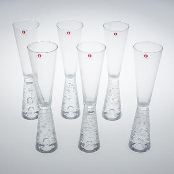 CHAMPAGNEGLAS, 6 stycken, "Arkipelago", Timo Sarpaneva, Iittala, 1980-93.