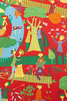 Stig Lindberg, textil, "Lustgården", Ljungbergs Textiltryck Floda, Sverige.
