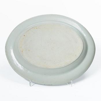 A group of five Chinese blue and white porcelain serving dishes, Qing dynasty, 18th century and around 1800.