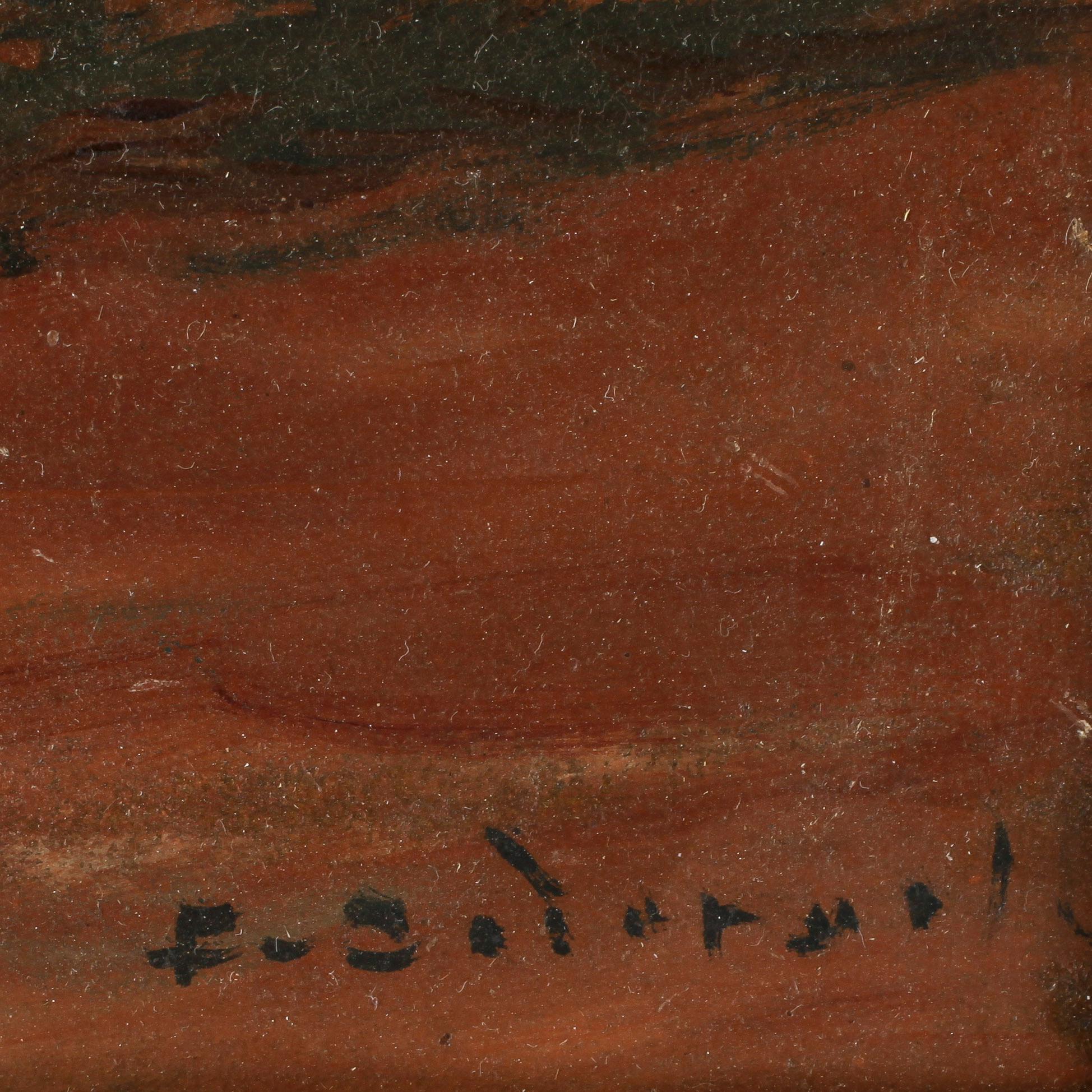 OKÄND KONSTNÄR, 2 st, olja på pannå, omkring 1900-talets mitt.