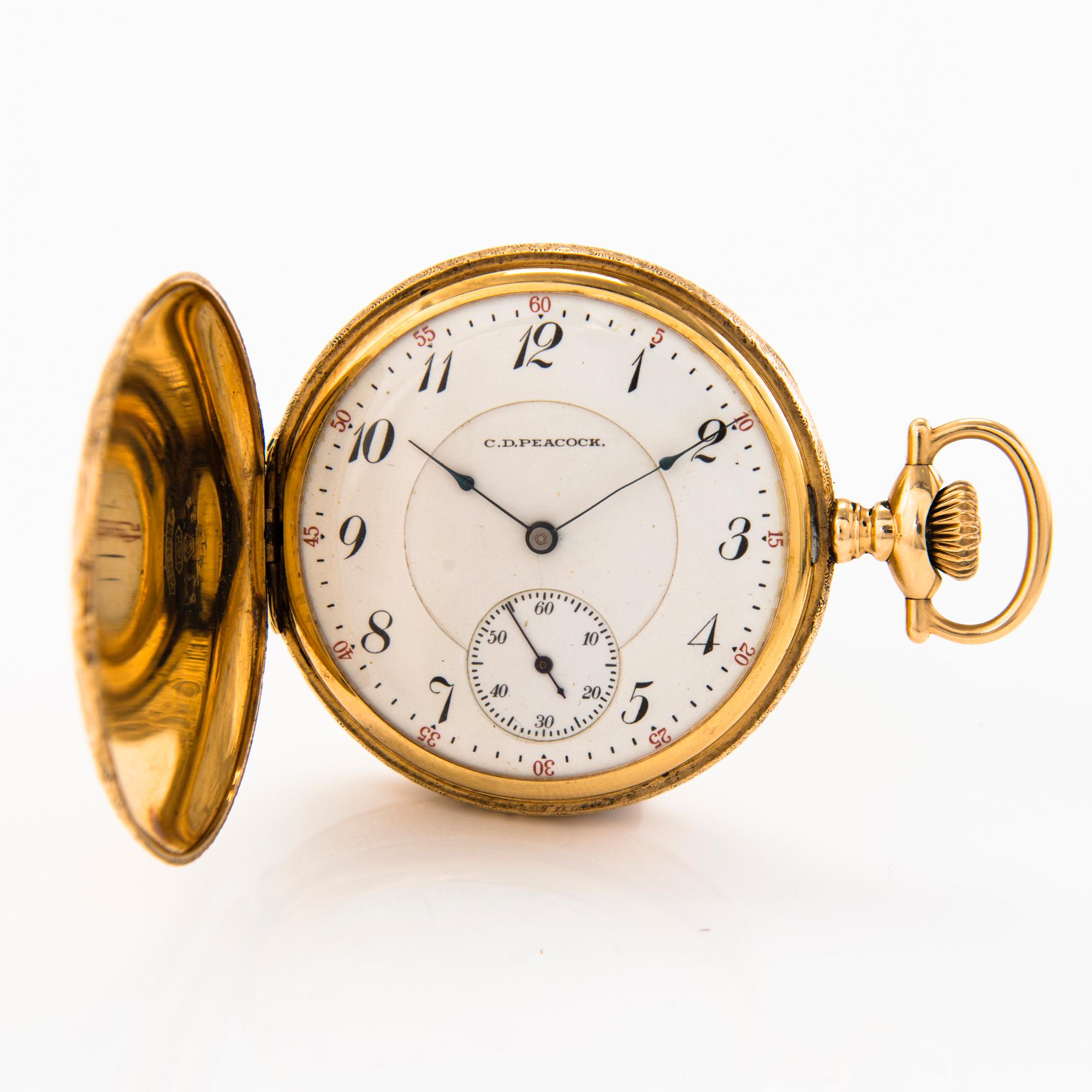 FICKUR C.D. Peacock Keystone 14K guld diamant ca 0.11 ct 47 mm. Bukowskis