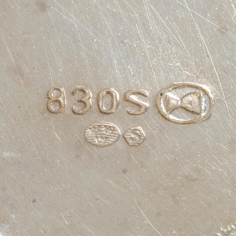 Coasters, a pair, silver, Birmingham, England, and shakers, a pair, silver, Norway.