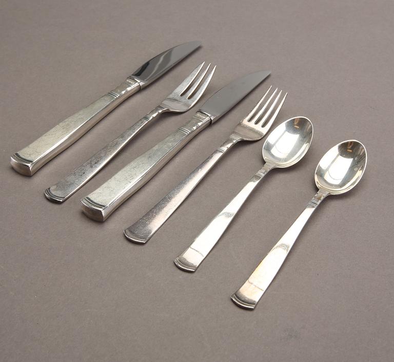 Jacob Ängman, a part 'Rosenholm' silver cutlery, GAB, Stockholm, mixed years (24 pieces).