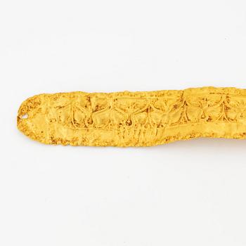 A Hellenistic repoussé gold diadem, ca 300 - 30 BC.