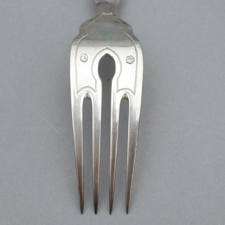 FISKBESTICK, 24 delar, silver, Österrike-Unger, tidigt 1900-tal. Vikt ca 1139 gram.