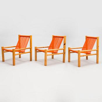 MARKE NISKALA-LUOSTARINEN, Three 1980's easy chairs.