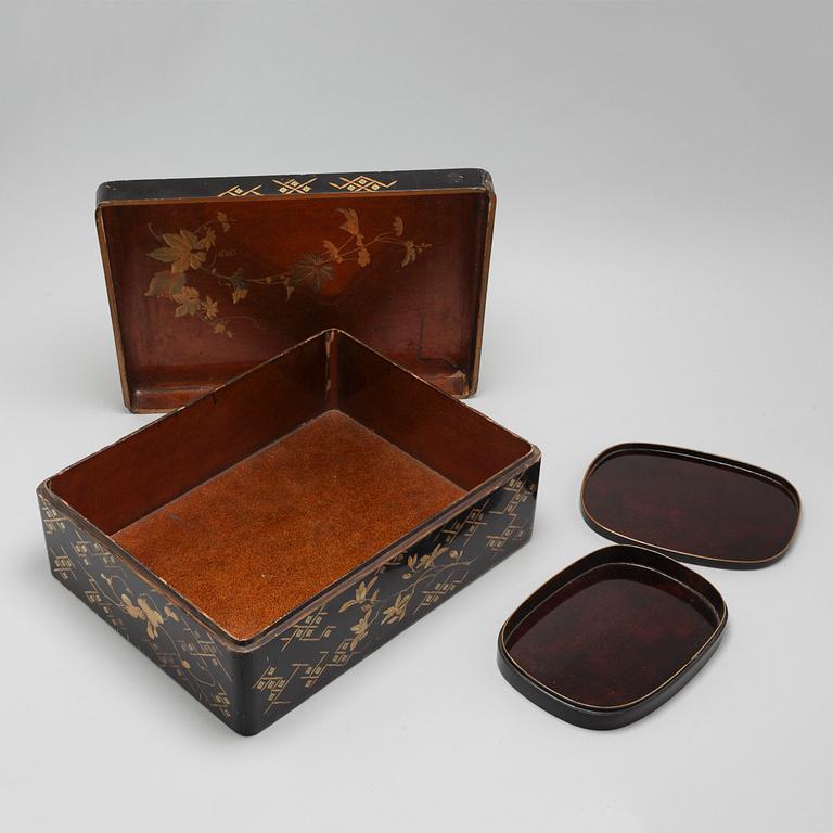 Two Japanese lacquered boxes with covers, circa 1900.