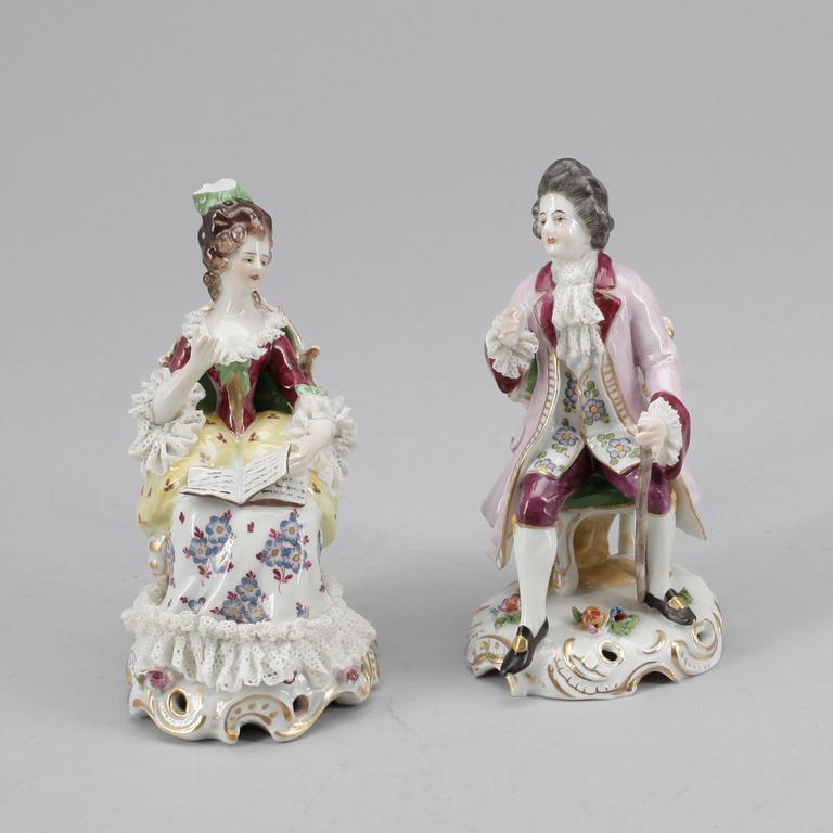 FIGURINER, 2 st, porslin, Neapel, Italien, 1800-tal.