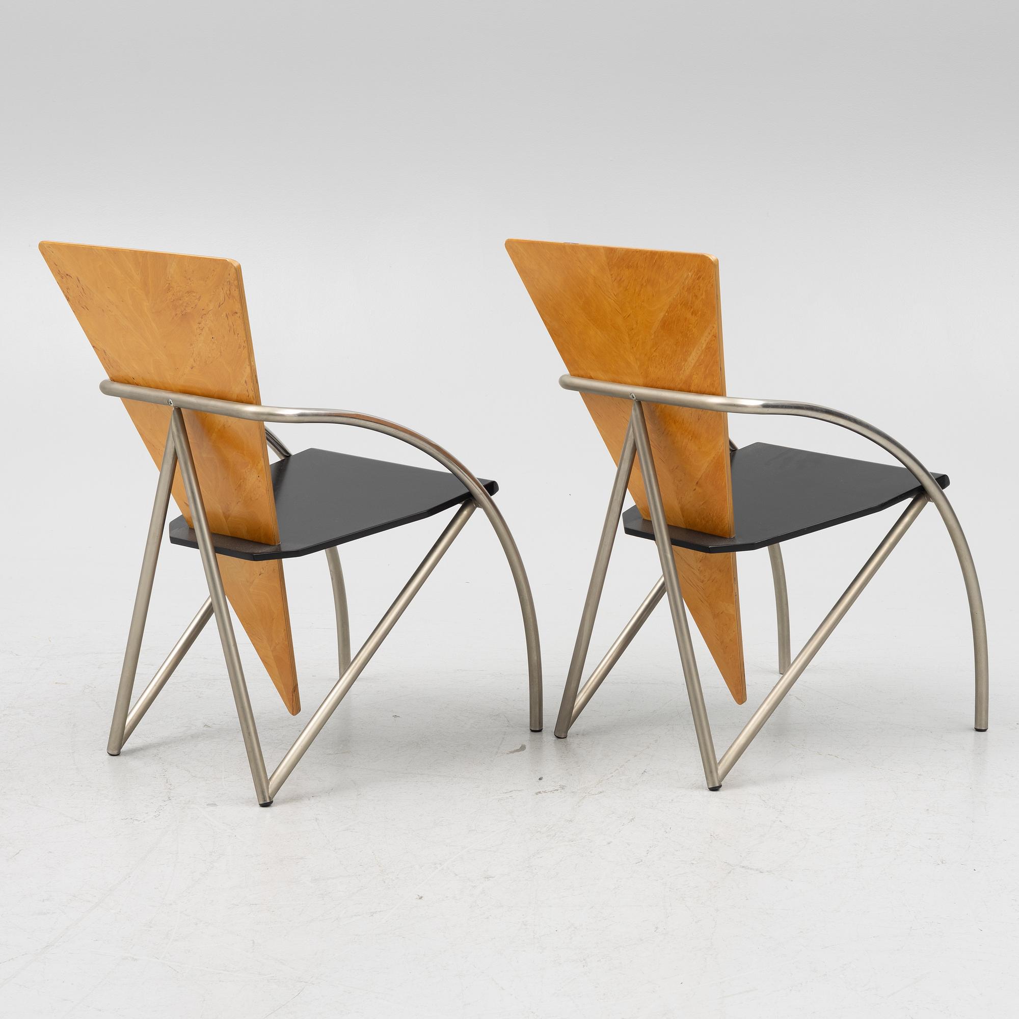 Klaus Wettergren, karmstolar, ett par, "Sitting Sculpture", Palk Design Centre, Helsingborg, sent 1900-tal.