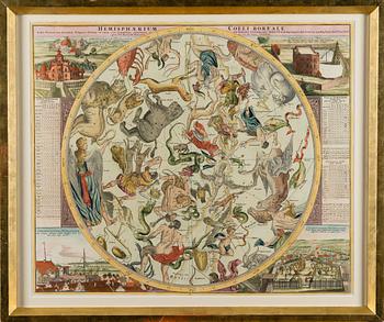 KARTTA. Johanne Gabriele Doppelmayr/Homann  Hemisphaerium Coeli Boreale...ca 1730.