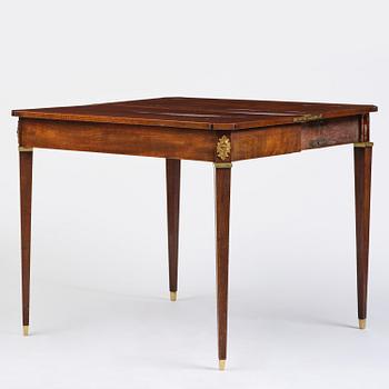 A Gustavian 'concertina action' mahogany games table by Georg Haupt (master in Stockholm 1770-84).