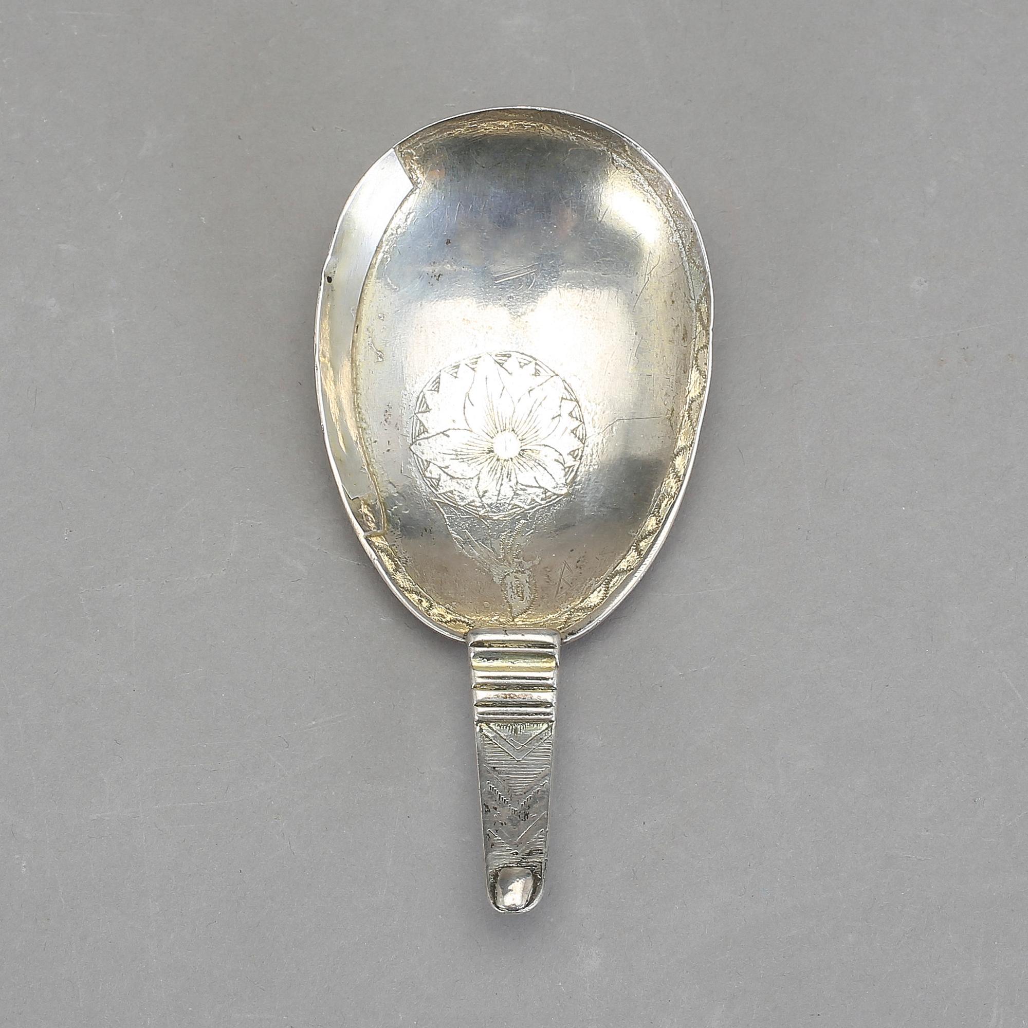 SUPSKED, silver. Oidentifierad mästare, 1784. Vikt ca 48 g.