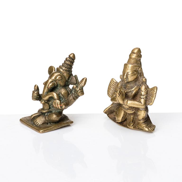 A group of eight brass miniatures, India, 19th/20th Century.