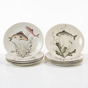 Fish service, 14 pieces, earthenware, "Fish", Johnson Bros, England.