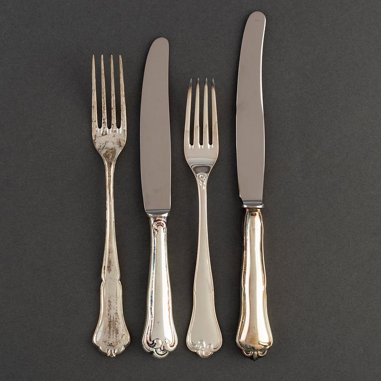 A Swedish 20th century 36-piece silver cutlery service, mark of MEMA and CGH, 1950's-70's.