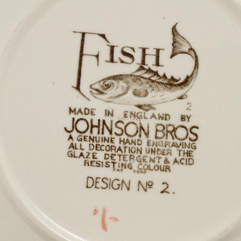SERVISDELAR, 15 delar, "Fish" Johnson Bros. England. 1900-talets slut.