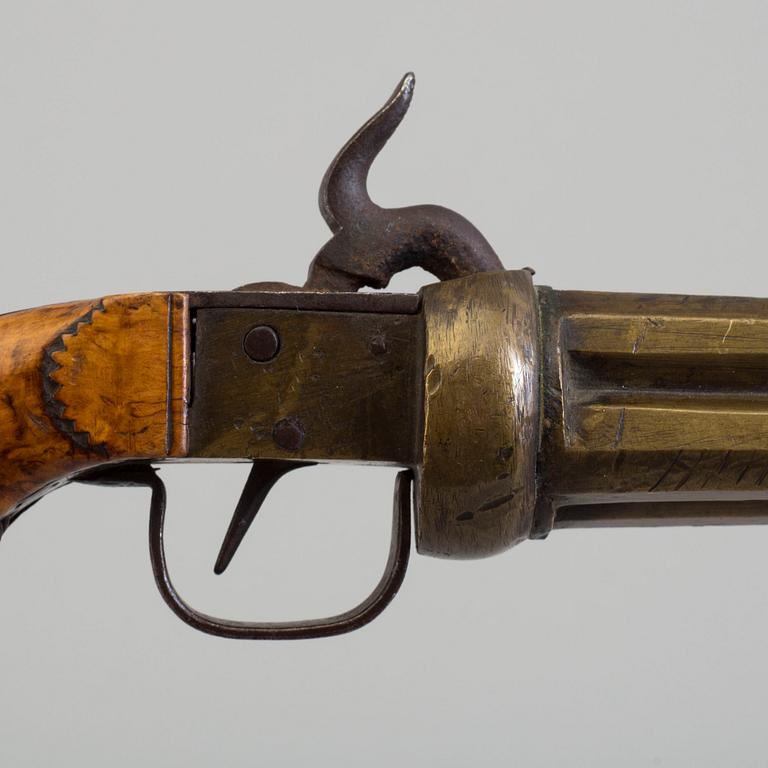 2 Swedish end of the 19th century brass percussion revolvers.