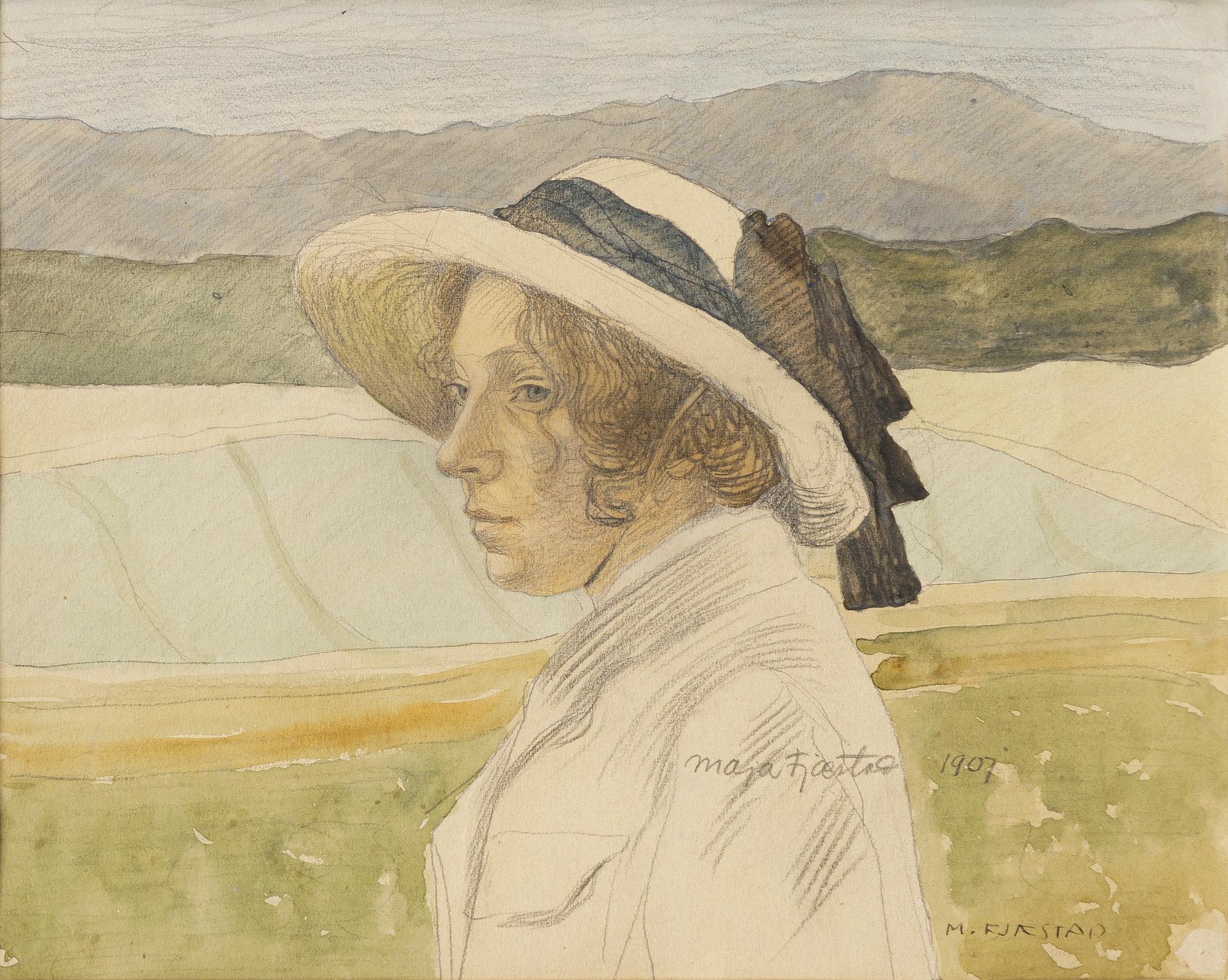 Maja Fjaestad, Portrait of Maja Hallén, née Lindström (the artist's sister).