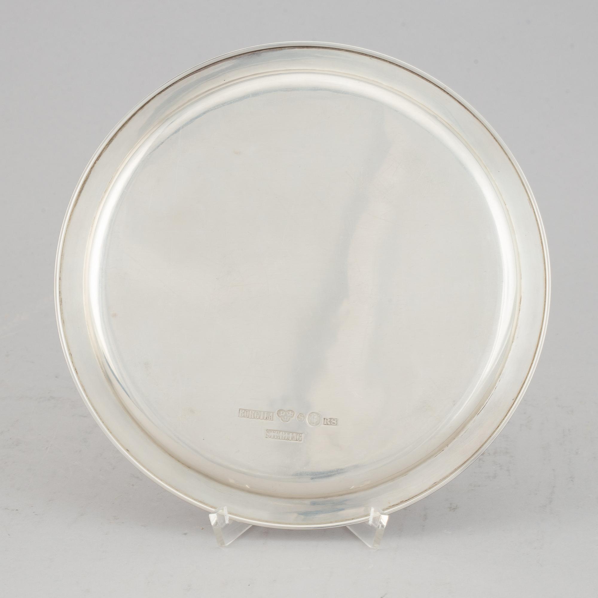 A sterling silver plate, maker's mark Atelier Borgila, Stockholm, 1943.