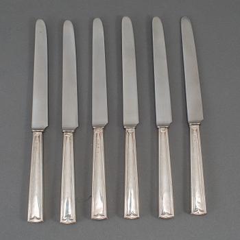 A Swedish set of six early 19th century silver knifes, mark of Pehr Zethelius, Stockholm 1808.