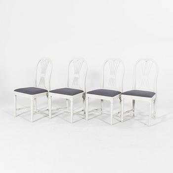A set of four Gustavian style painted chairs mid 1900s/later part.