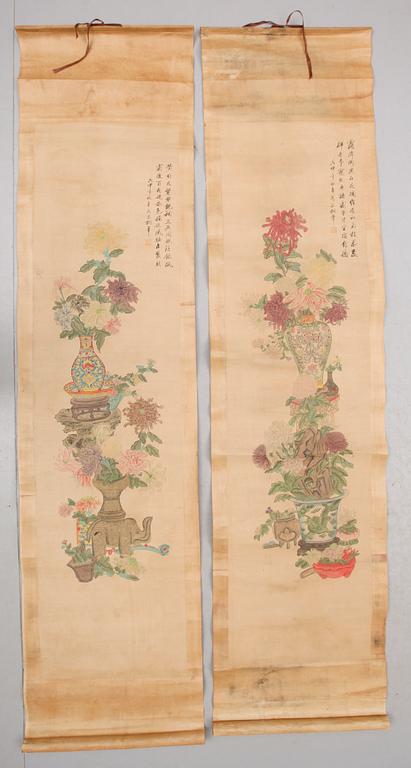KAKEMONO, 2 st, träsnitt, 1900-talets första hälft.