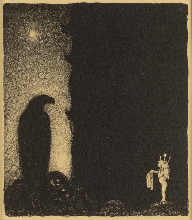 John Bauer, lithograph, from "Troll", 1915. Signed B in the print.