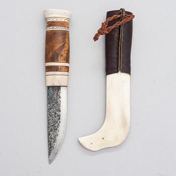 Sami knife / a sami handicraft / duodji knife signed MF, second half of the 20th century.