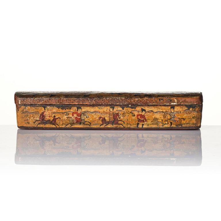 A Qajar papier-mâché polychrome lacquer box, Persia, first half of the 19th century.
