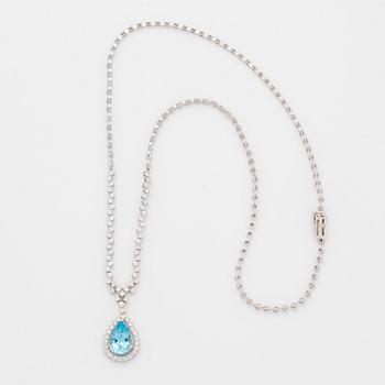 Topaz and brilliant-cut diamond necklace.