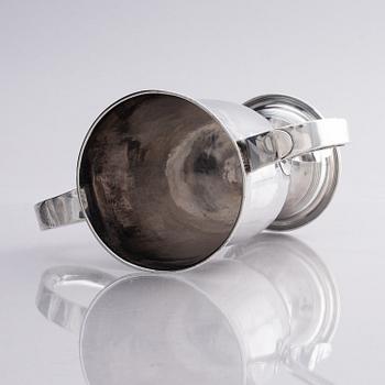 A Brittish 18th century two-handled silver cup, mark of Joshua Lejeune, London 1790.