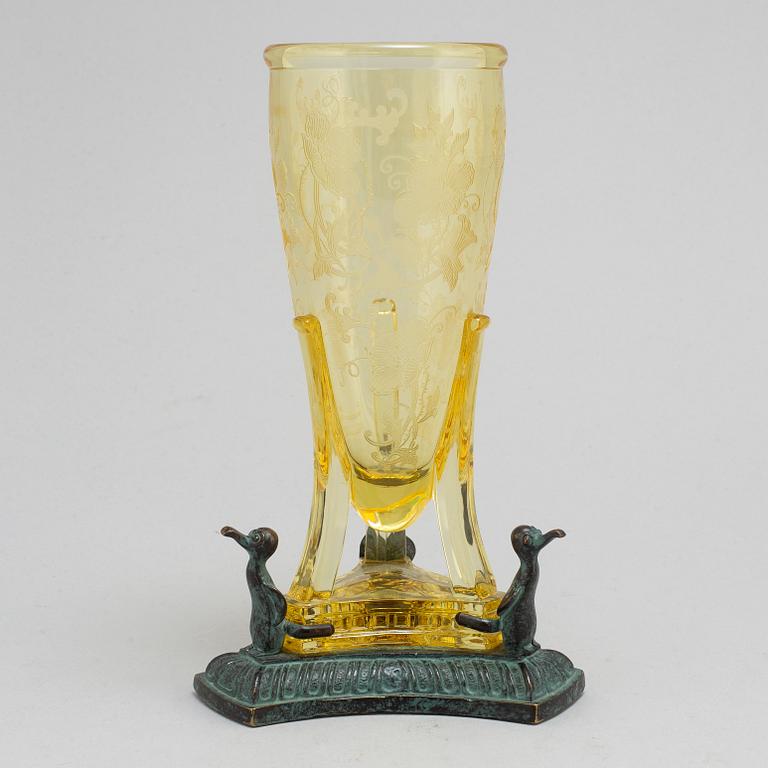 A glass and bronze vase, first half of the 20th Century.