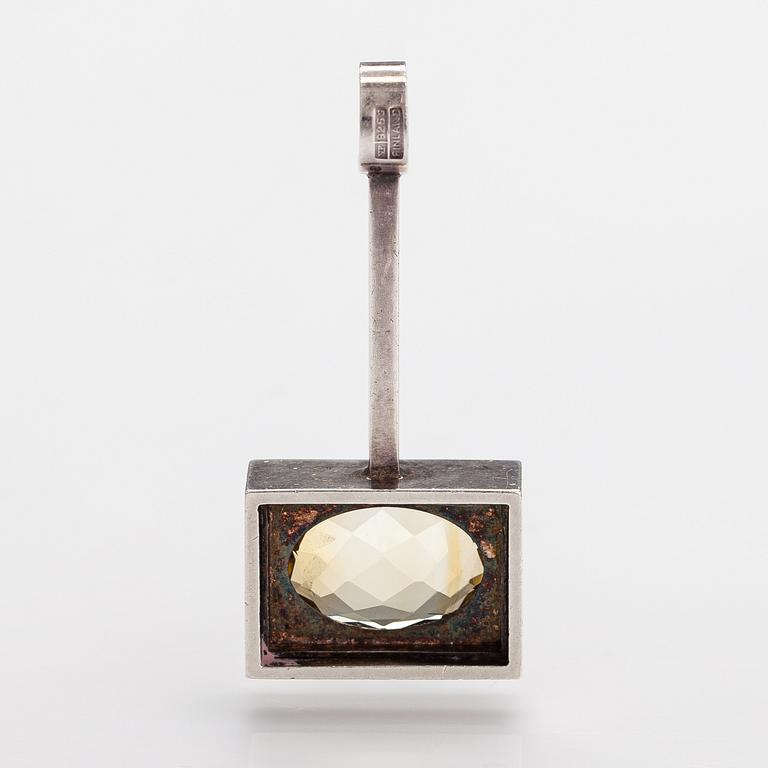 Elis Kauppi, A sterling silver and citrine pendant. Kupittaan kulta, Turku.