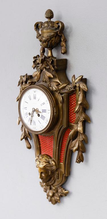 VÄGGPENDYL, märkt Benard, brons, Frankrike, 1800-talets andra hälft.