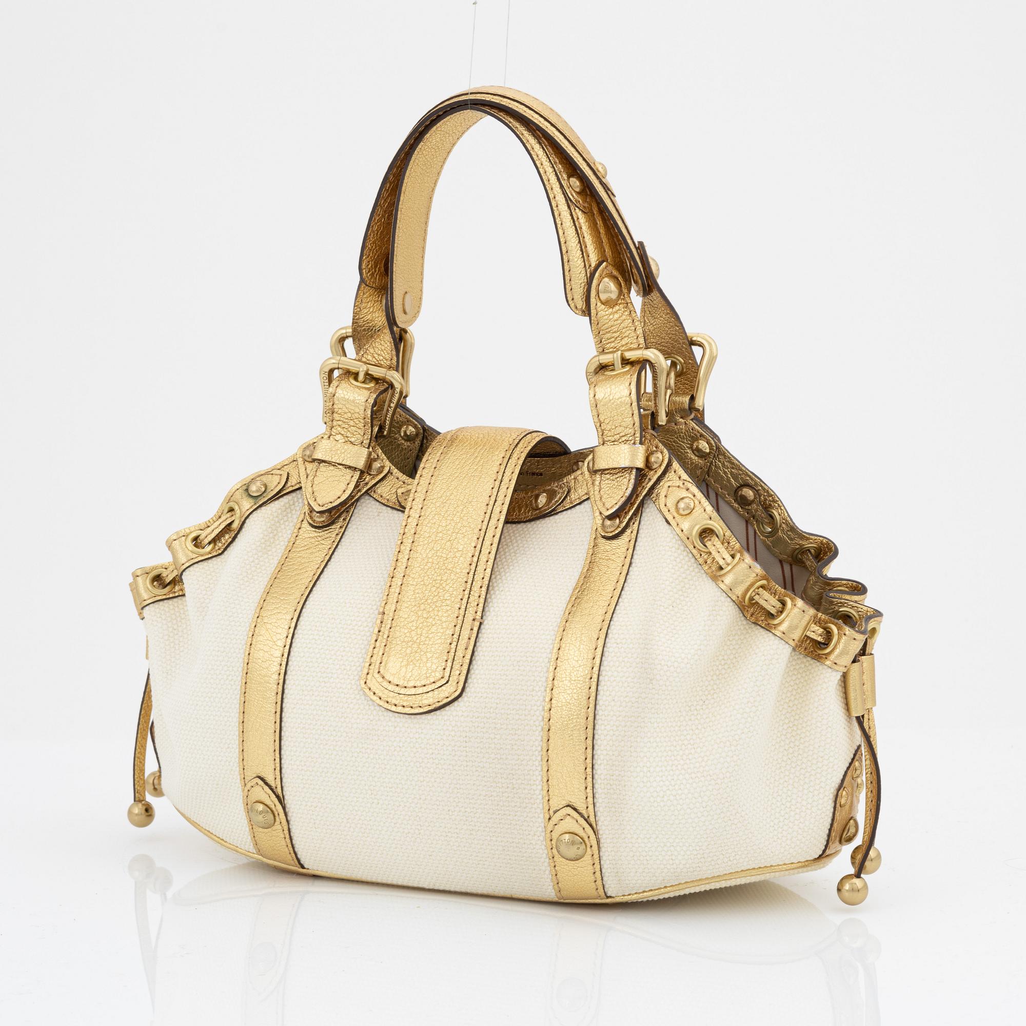 Louis Vuitton, a white canvas and gold 'Theda PM' bag, 2004.