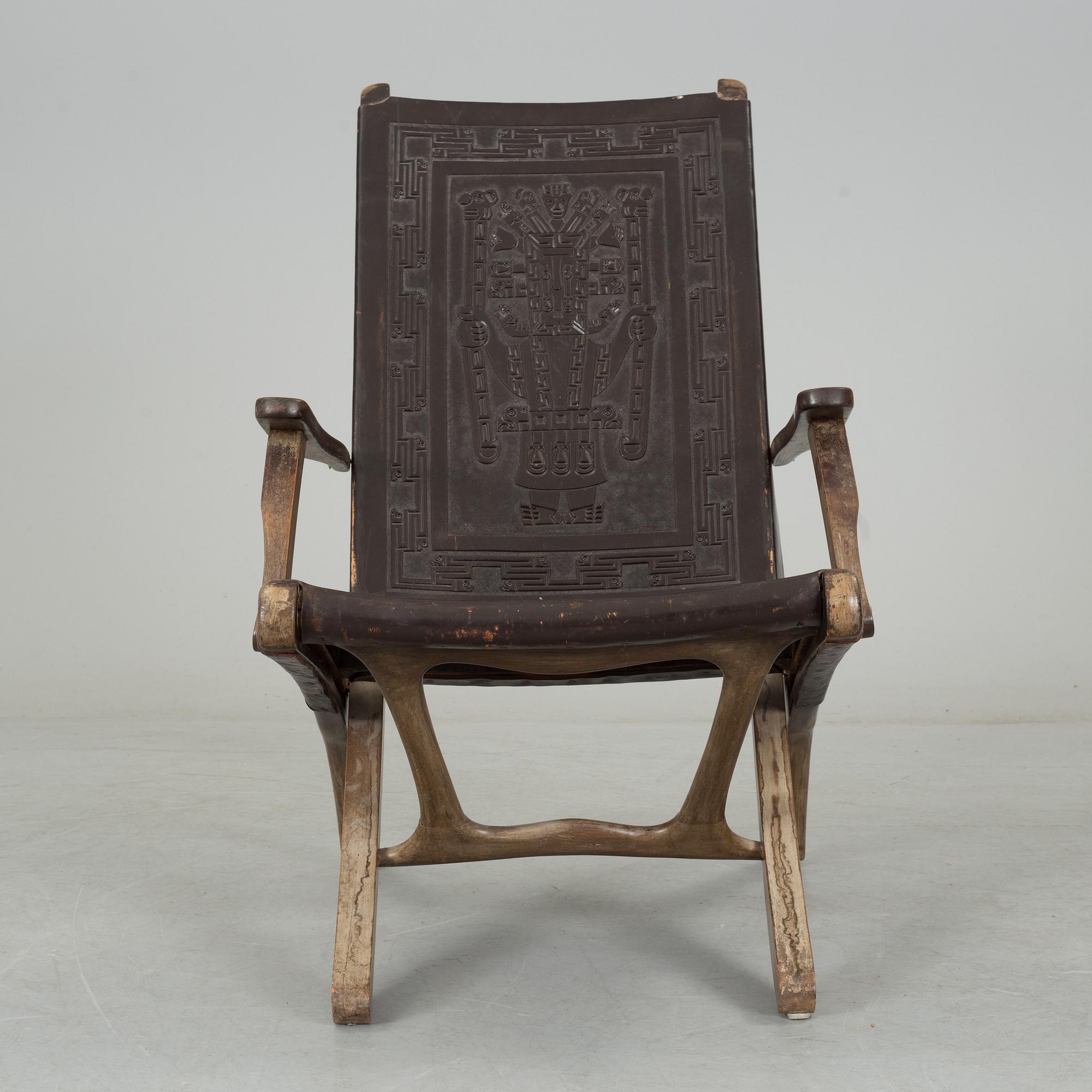 A South American folding chair, mid 20th century.