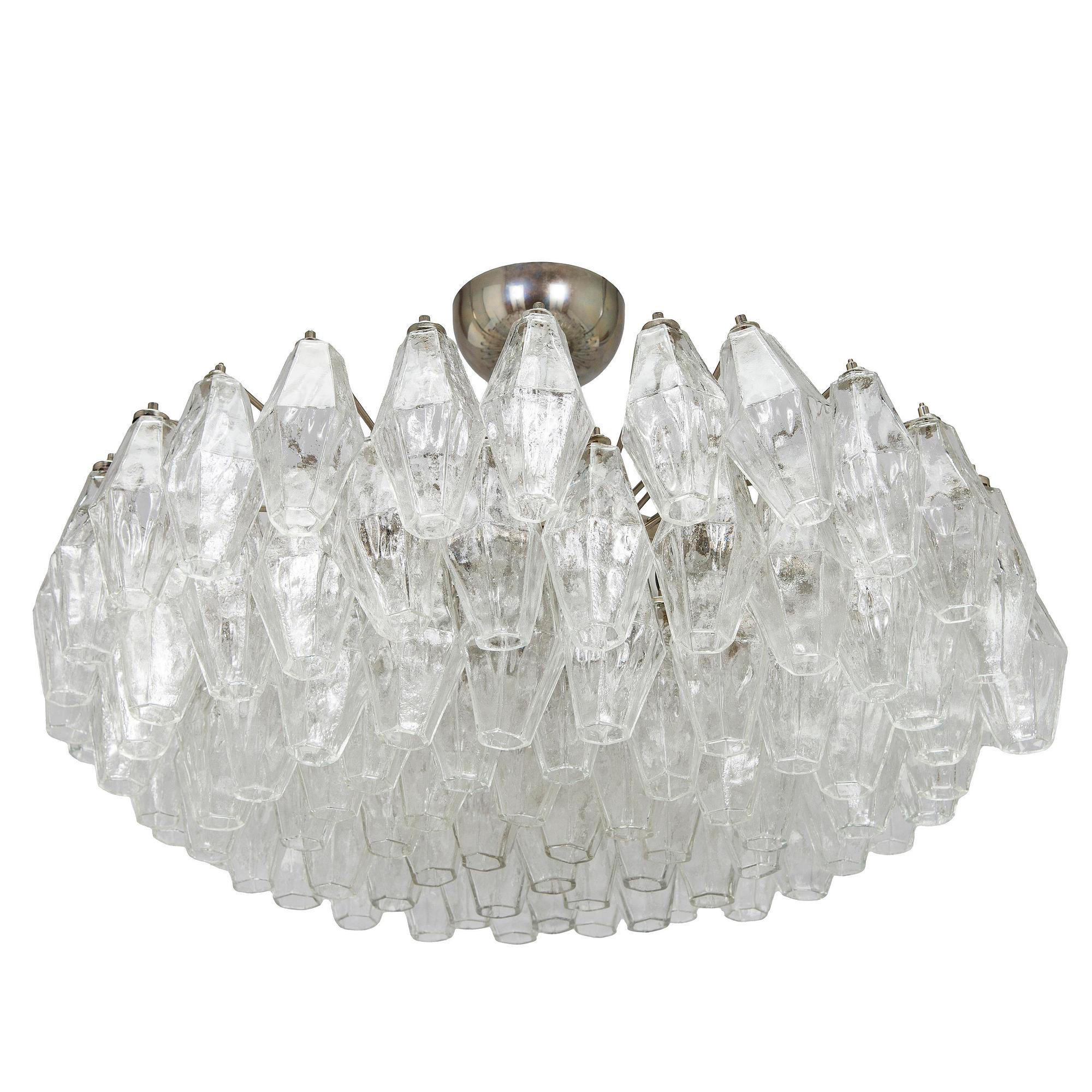Carlo Scarpa, A1960s 'Polyhedra' chandelier for Venini Murano Italy.