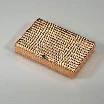 A Russian 20th century gold cigarette-case, unidentified makers mark, St. Petersburg 1908-1917.