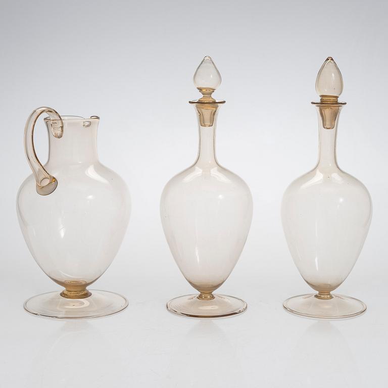 Vittorio Zecchin, two '158 CV' carafes and a pitcher for Venini Cappellin, Murano, Italy 1920s. Design 1921-25.