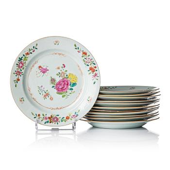 1112. A set of 12 famille rose dishes, Qing dynasty, Qianlong (1736-95).