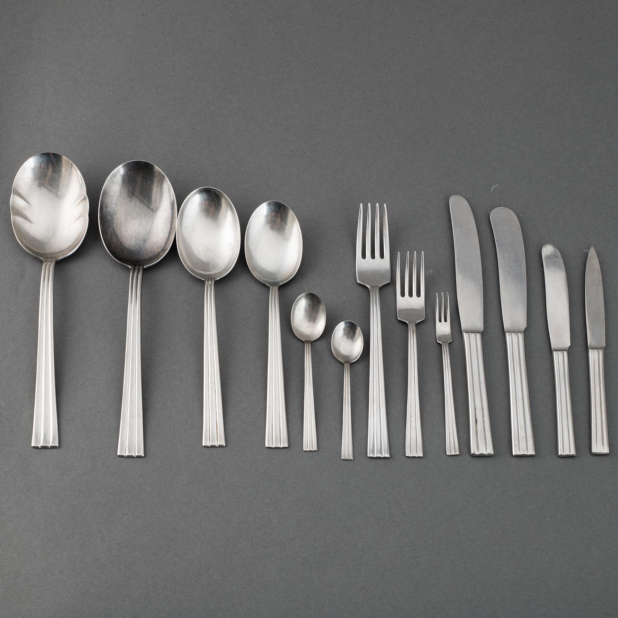 A part 'Haga' silver cutlery, marked JLH, 20th century (103 pieces).